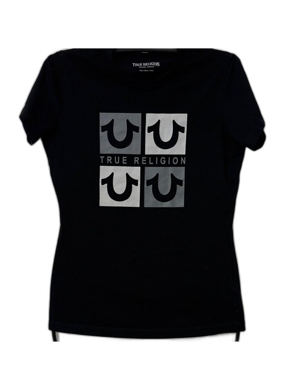 True Religion Black and Gray Women's Tee Size S